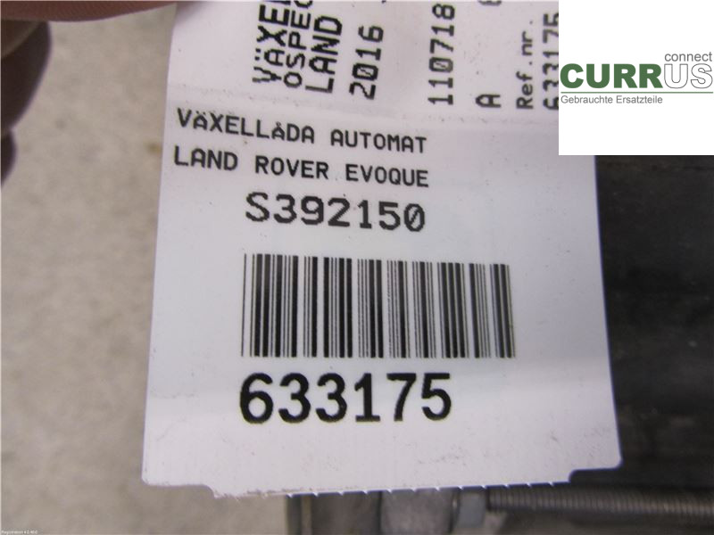 LAND ROVER EVOQUE  L538  11-18 Gearbox (Automatic)  2,0D AJ200D