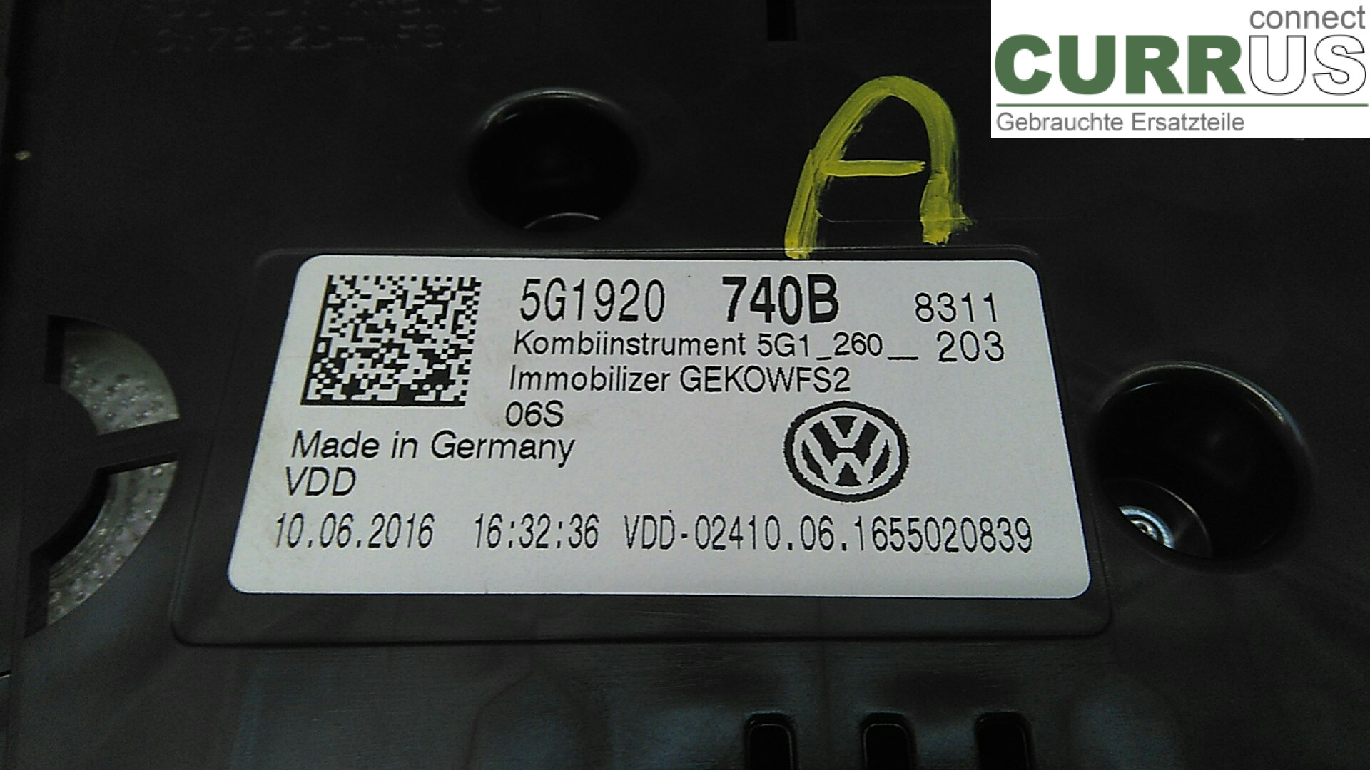  Instrument cluster / comb 5G1920740B 1.4TSI