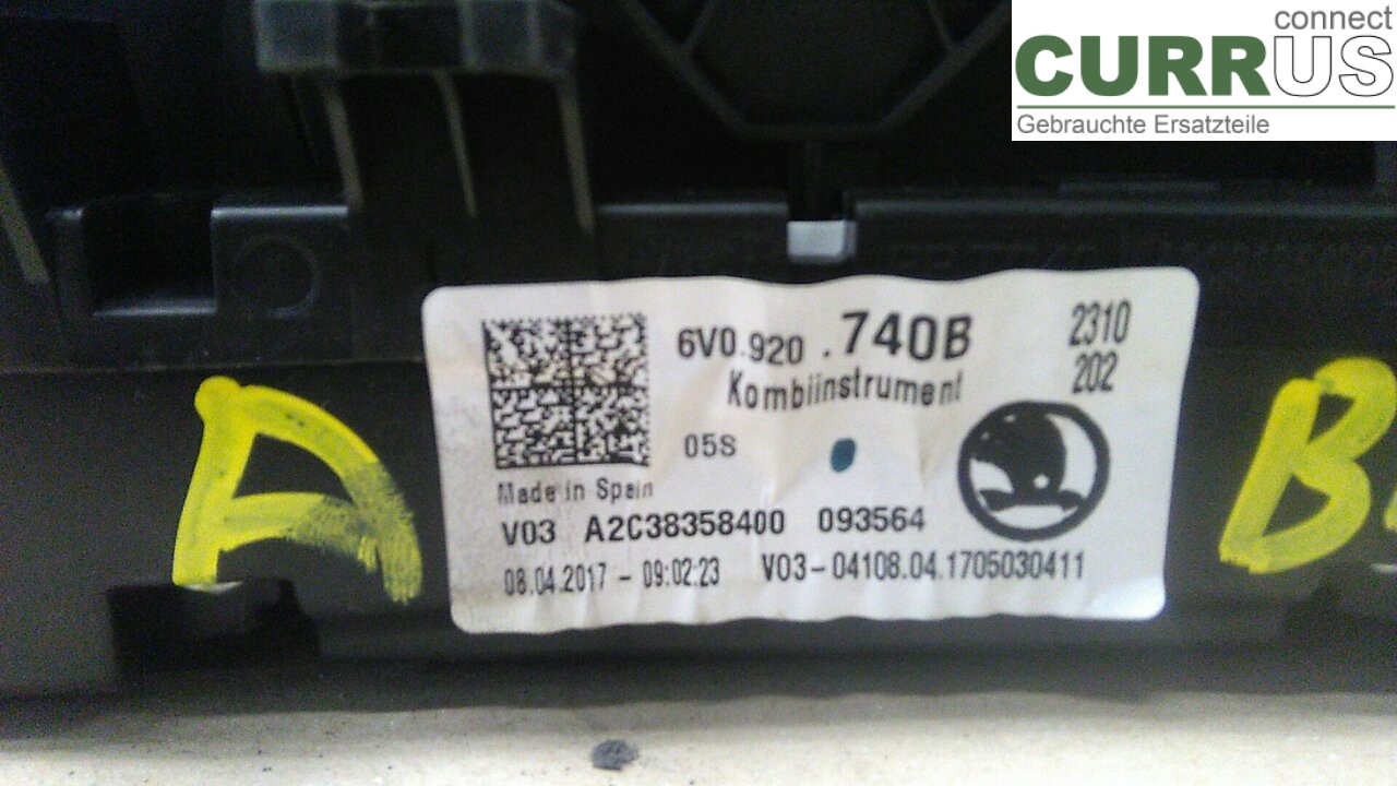  Instrument cluster / comb 6V0920740B 1.2TSI