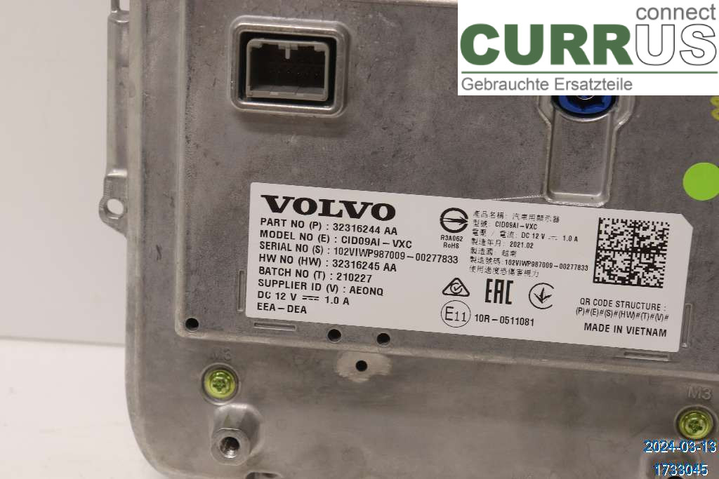 VOLVO XC60  18- Monitor 36013018 B4 2,0 HYBRID