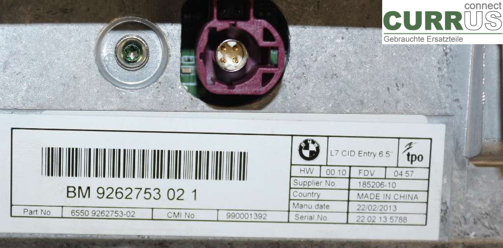 BMW 3 F30/F31/F80    12-19 Monitor 65509270393 320d 184HK