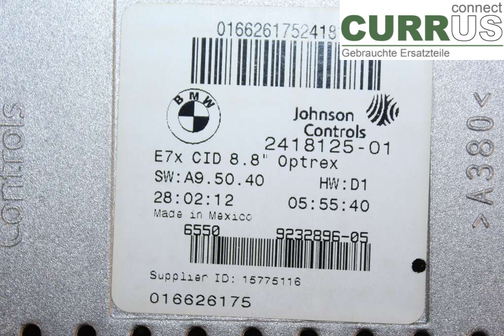BMW X6 E71/E72   08-14 Moniteur 65509289580 40d 3.0 D 306HK