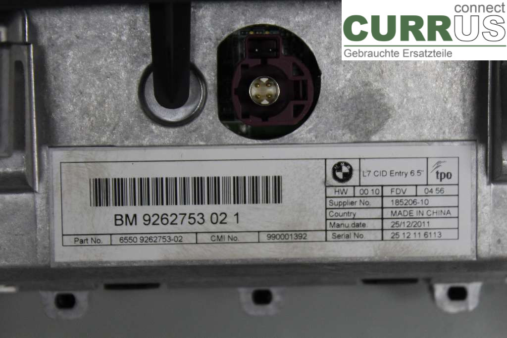 BMW 3 F30/F31/F80    12-19 Monitor 65509262753 2.0D 184HK