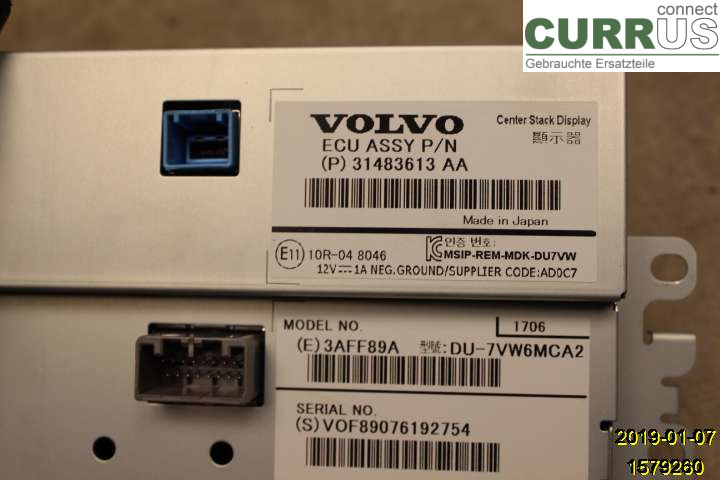 VOLVO V40  12-19 Monitor 36011464 D4204T14