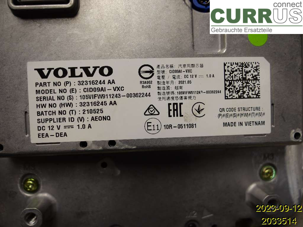VOLVO XC60  18- Monitor 36013018 D420T2