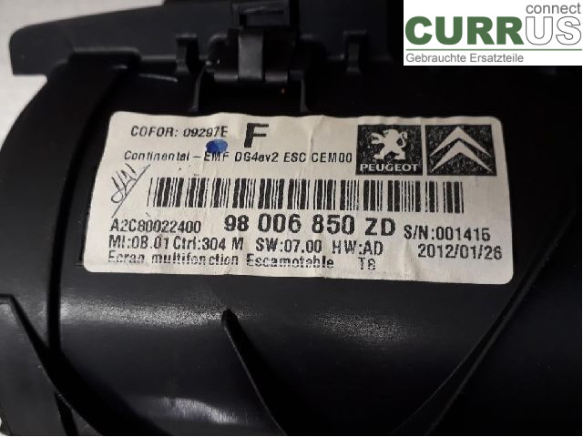 PEUGEOT 3008  09-16 Monitor 98045606ZD RHC