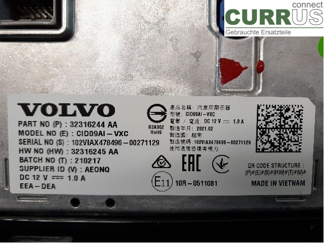 VOLVO XC60  18- Monitor 36013018 B4204T34