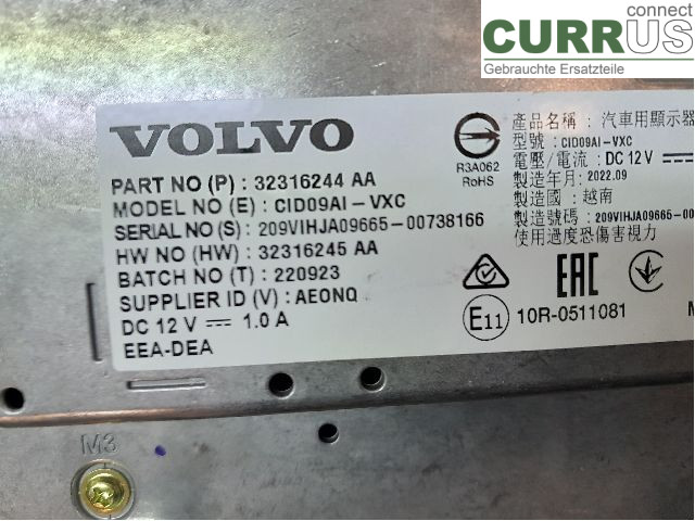 VOLVO V60  19- Monitor 36013018 B420T4