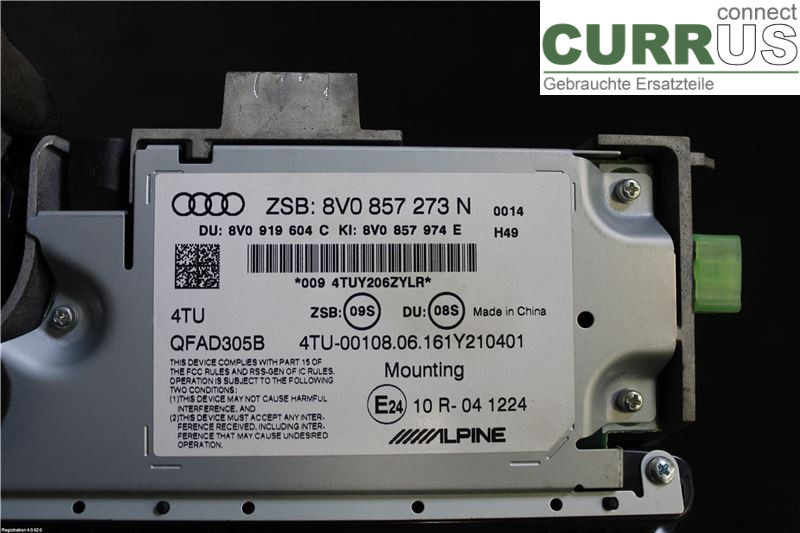 AUDI A3/S3 8V  13-20 Overvågning   8V0 857 273 P  6PS	 CZEA