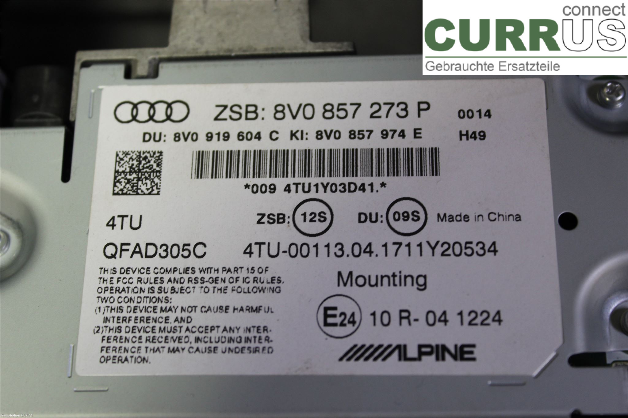 AUDI A3/S3 8V  13-20 Monitor 8V0857273P6PS DDYA