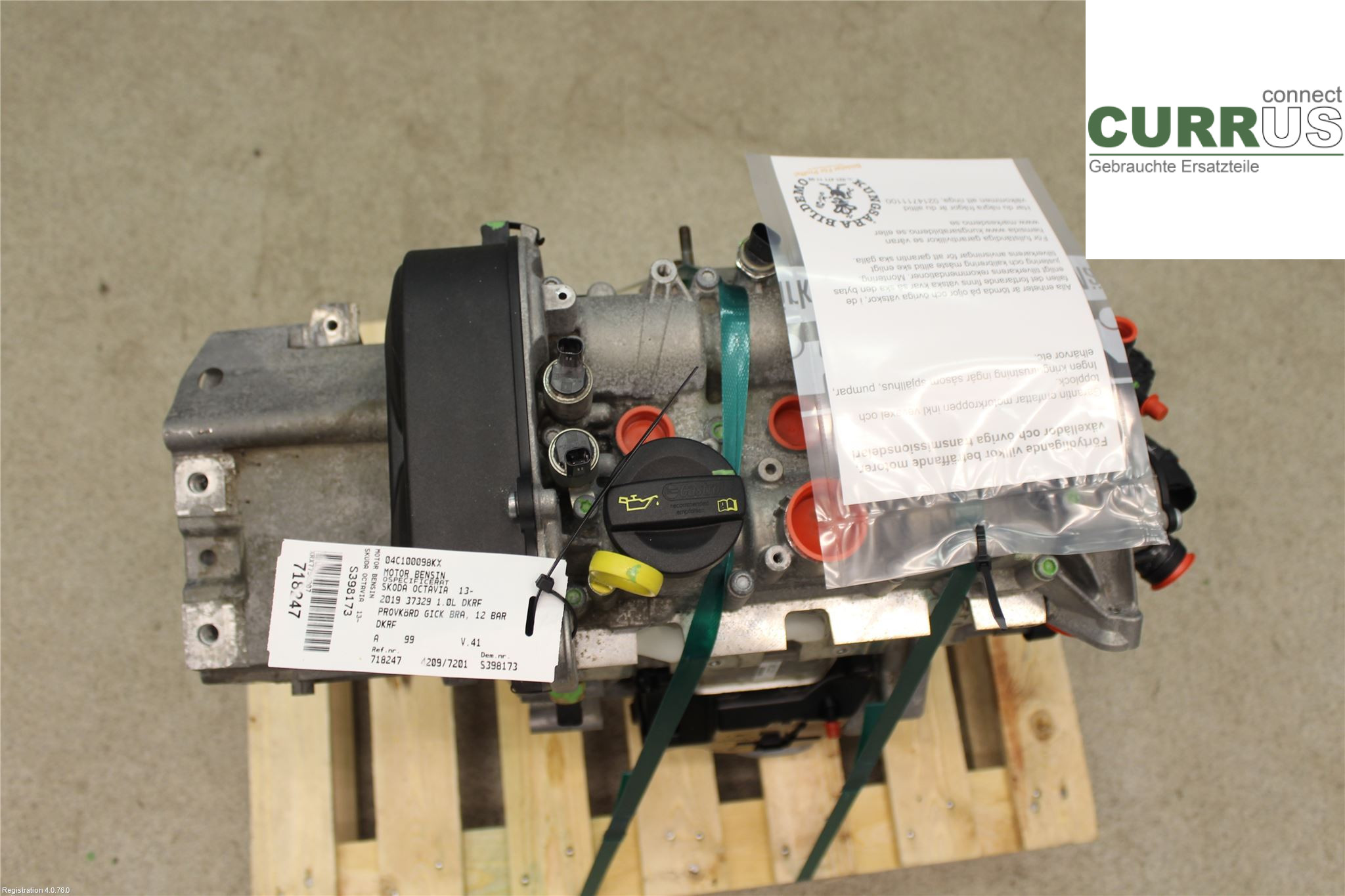 SKODA OCTAVIA  13-20 Engine 04C100098KX 1.0L DKRF