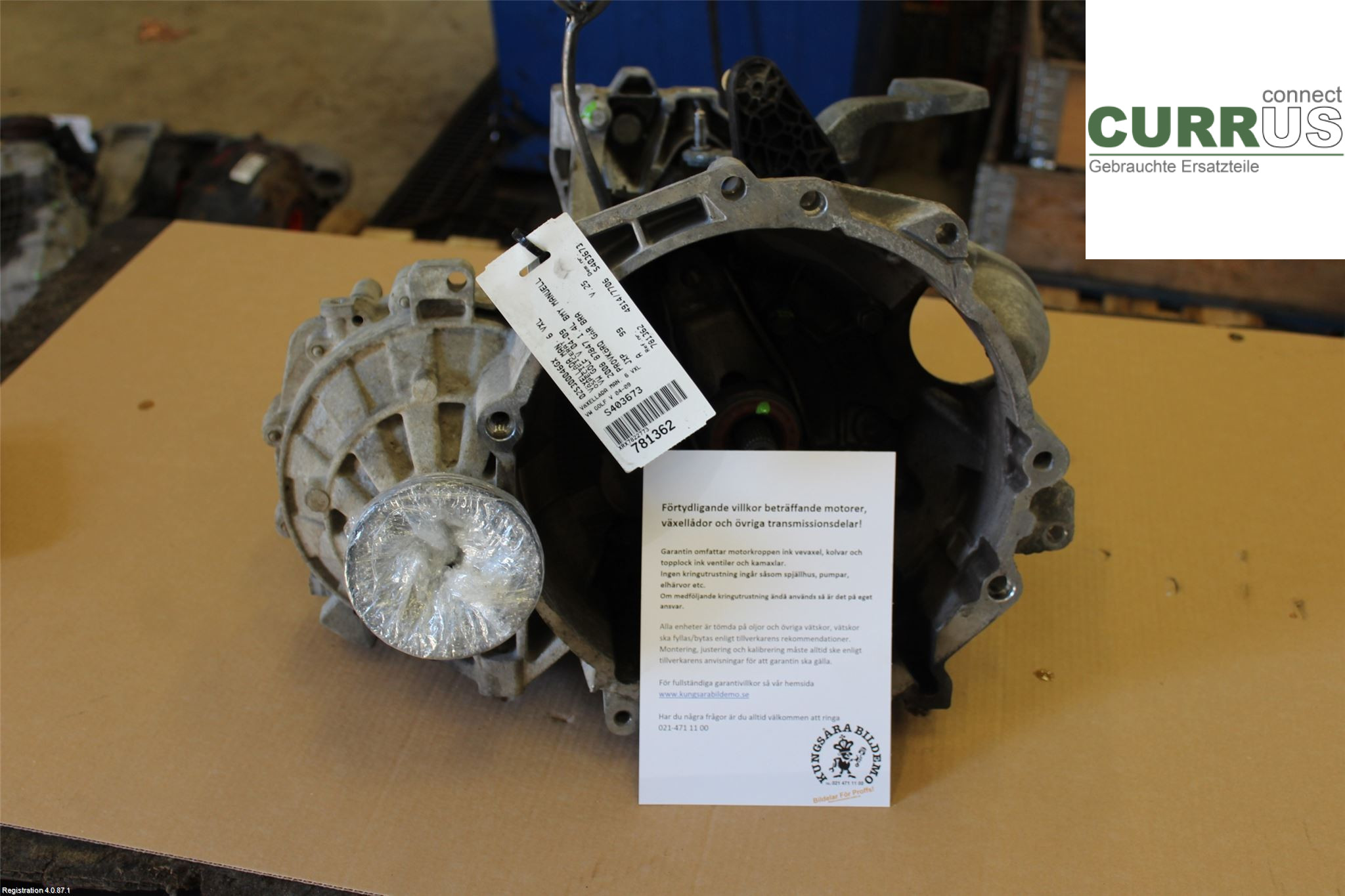 VW GOLF V      04-09 Gearbox (6-speed) 02S300046GX 1.4L BMY
