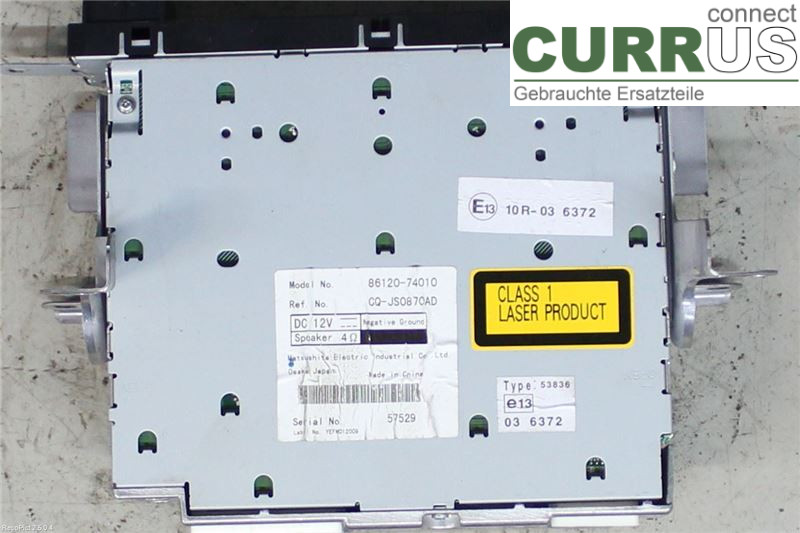 TOYOTA iQ Radio CD / Multimedia panel  1.0/1KR-FE