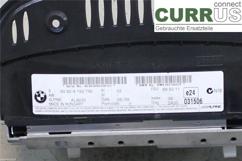 BMW 3 E92/93 Cou/CAB 05-14 Monitor  335D/M57-TU2D30