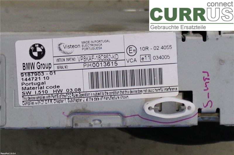 BMW 5 E60/61 Sed/Tou 02-10 Radio CD /Multimediapanel  525d/M57-TUD30