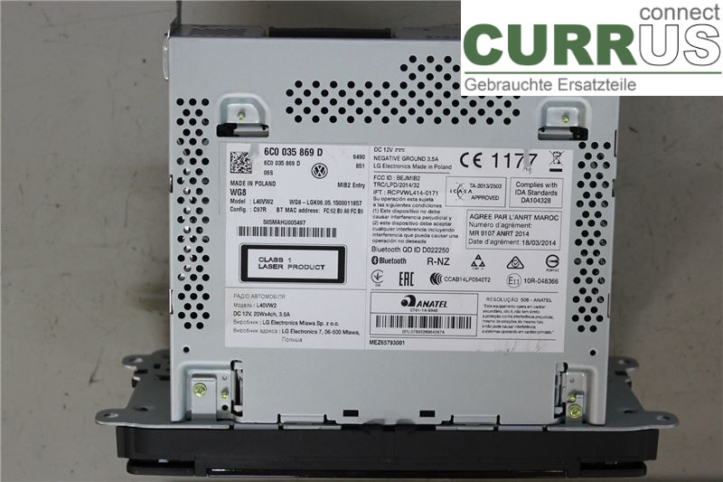 VW POLO       10-17 Radio-CD-/Multimedia-Panel 6C0035869D 1,2/CJZC