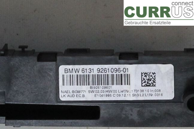 BMW 1 F20/F21   11-19 Radio CD /Multimediapanel  116i/N13-B16A