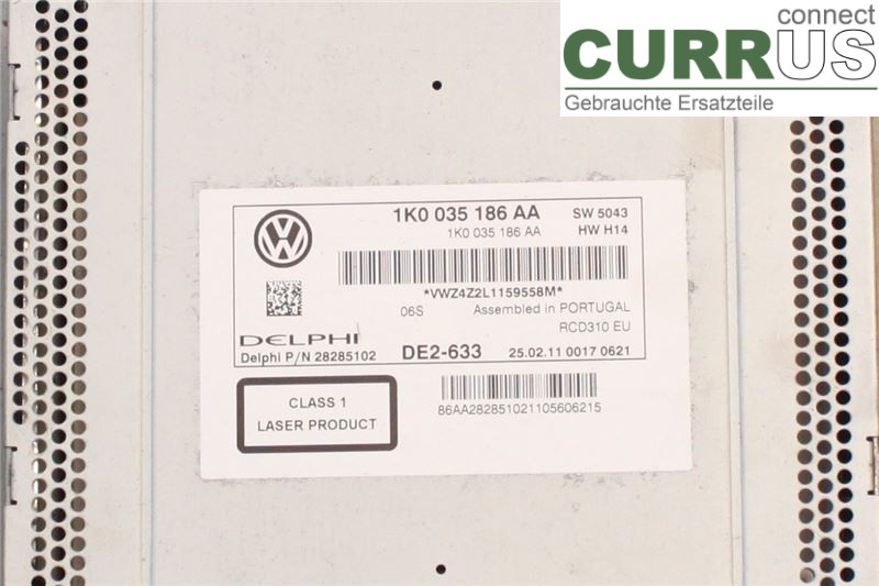VW CADDY  11-15 Radio CD / Multimedia panel  1.2/CBZA