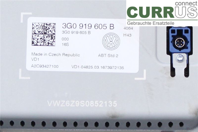 VW GOLF / E-GOLF VII   13-20 Radio CD / panel multimedialny 3G0919605B 1,2TSI/CYVB