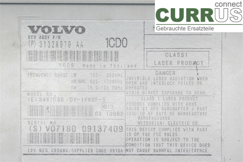 VOLVO V60  11-13 Radio CD / multimediepanel  2.4D5/D5244T10