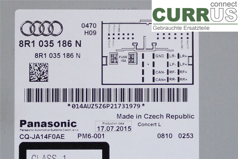 AUDI A4  12-15 Radio CD / panneau multimédia 8R1057186NX 2,0 TDI