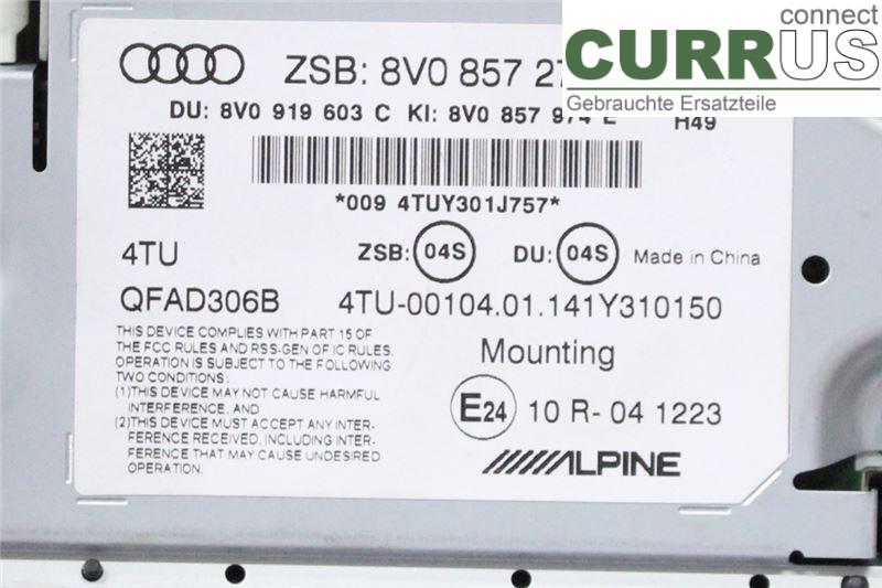AUDI A3/S3 8V  13-20 Monitor  1,6 TDI/CRKB