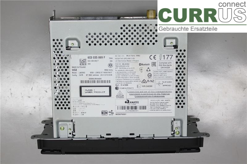 VW POLO       10-17 Radio CD / panneau multimédia 6C0035869F 1,2TSI/CJZC