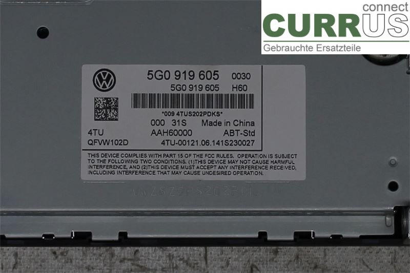 VW GOLF / E-GOLF VII   13-20 Radio CD / panneau multimédia 5G0919605 1,4/CPWA