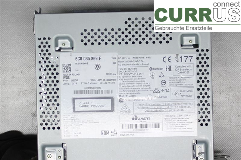VW POLO       10-17 Radio CD / panneau multimédia 6C0035869F 1,2/CJZC