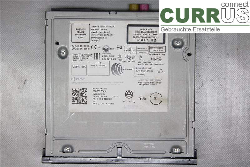 VW GOLF / E-GOLF VII   13-20 Radio-CD-/Multimedia-Panel 5G0035824AX 1,4/CPWA