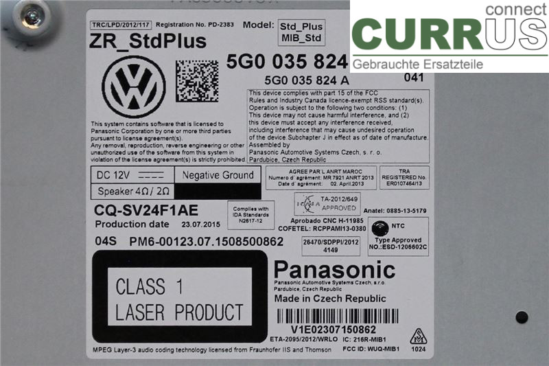 VW GOLF / E-GOLF VII   13-20 Radio CD / Multimedia panel 5G0035824A 1,2/CJZA
