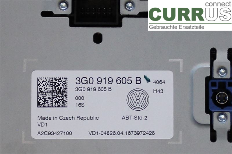 VW GOLF / E-GOLF VII   13-20 Radio CD /Multimediapanel 3G0919605B 1,2 TSI/CYVB