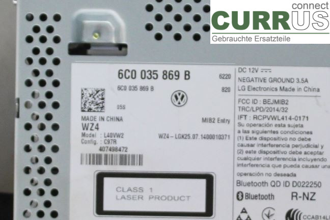 VW POLO       10-17 Radio CD / panneau multimédia 6C0035869B 1,2 TSI/CJZC