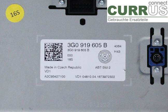 VW PASSAT  15-19 Radio-CD-/Multimedia-Panel 3G0919605B 2,0 TDI/CRLB