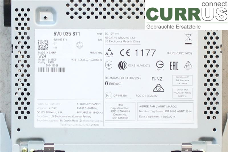 SKODA FABIA  15- Radio CD / Multimedia panel 6V0035871 1,2 TSI/CJZC