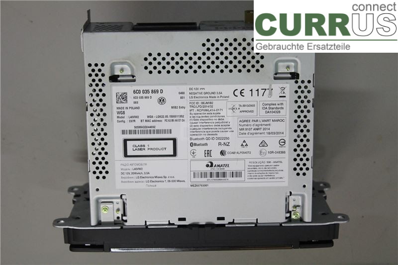 VW POLO       10-17 Radio CD / panneau multimédia 6C0035869D 1,2 TSI/CJZC