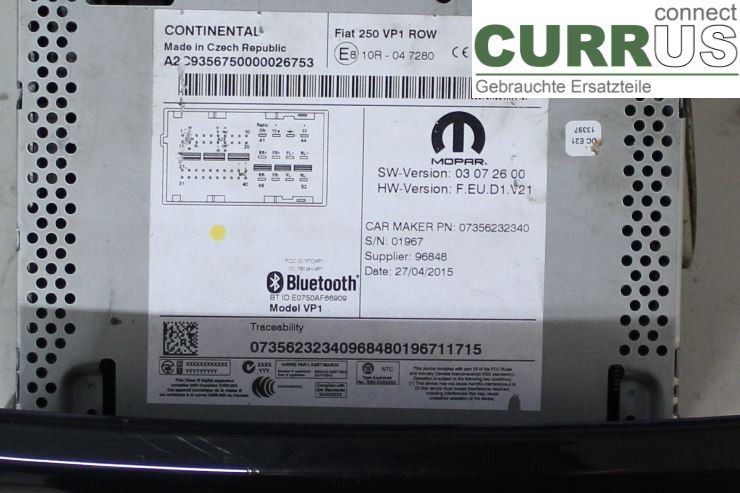 PEUGEOT BOXER 07-14 Radio CD /Multimediapanel  335 2.2/4HJ