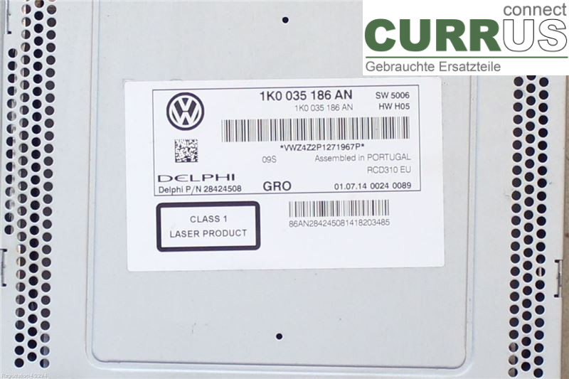 VW CADDY  11-15 Radio CD / Multimedia panel 1K0057187NX CAYE