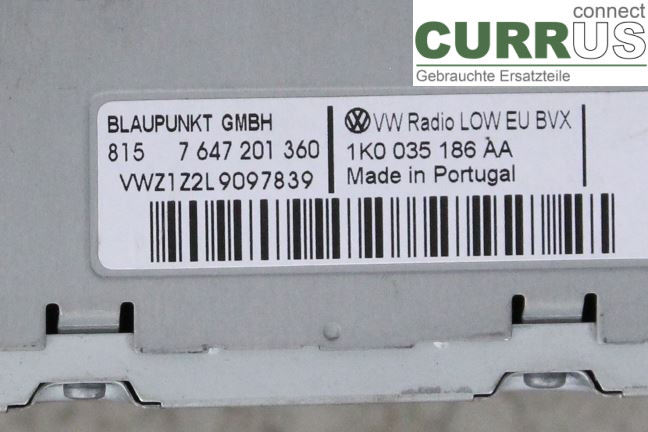 VW GOLF VI     09-13 Radio CD / Multimedia panel 1K0057187AX 1.6TDI/CAYC