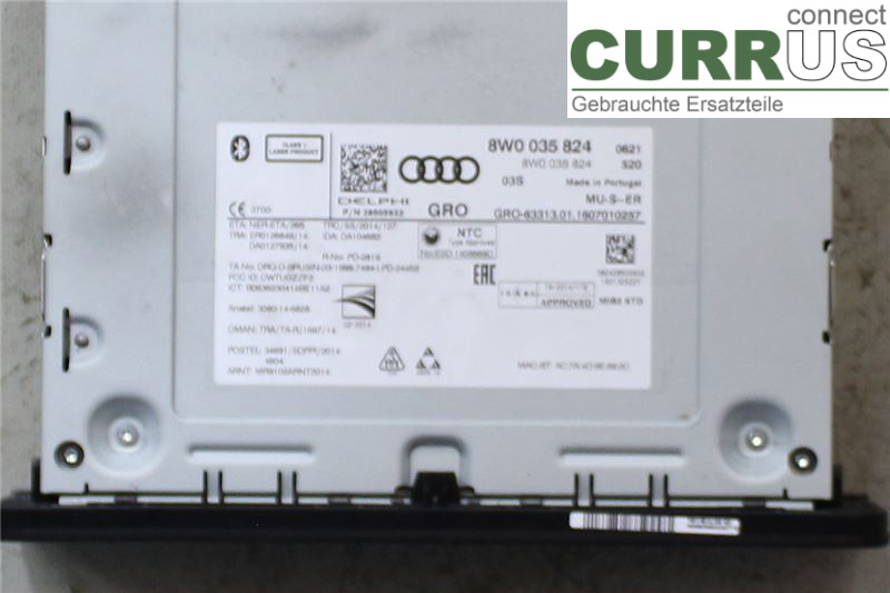 AUDI A4/S4  B9 16-19 Radio CD / Multimedia panel 8W0035824 2,0 TDI/DEUA 