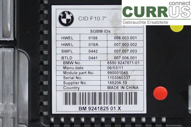 BMW F10/F11/F18  09-17 Monitor 65509266384 