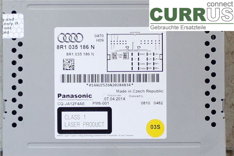AUDI A4  12-15 Radio CD / Multimedia panel 8R1035186NX CGLC