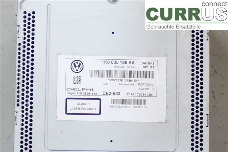 VW CADDY  11-15 Radio CD / Multimedia panel 1K0057187AX 2,0TDI