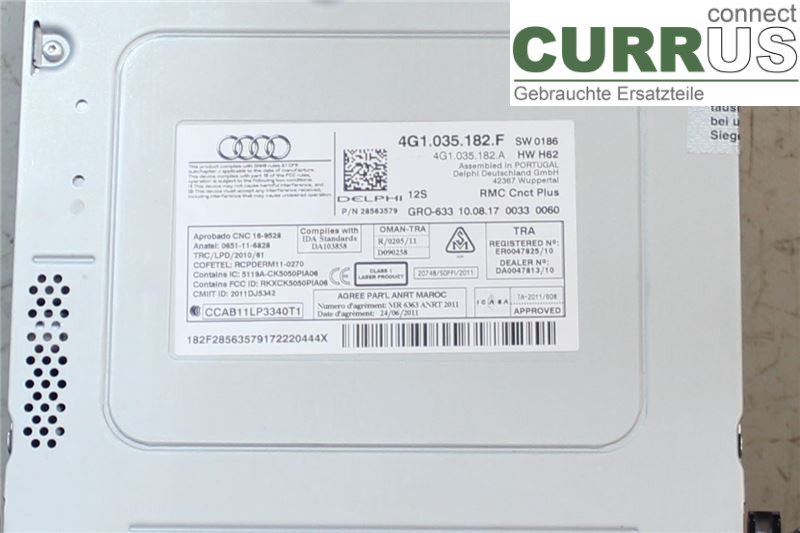 AUDI A6/S6 4G   11-18 Radio CD / Multimedia panel 4G1035182FX 2.0TDI