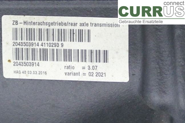 MB C-KLASS (W205)  14- Differential A2123501314 M274.920