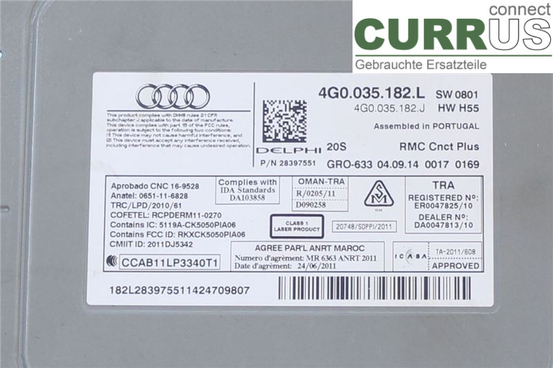 AUDI A6/S6 4G   11-18 Radio CD / Multimedia panel 4G0035182LX CNHA