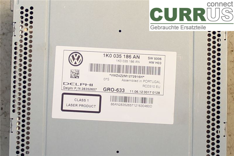 VW GOLF VI     09-13 Radio CD / Multimedia panel 1K0057187NX CAYC