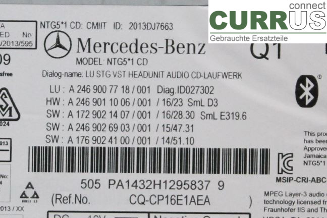 MB B-KLASS (W246/W242)  12-19 Radio CD / Multimedia panel A2469007718 M270.920