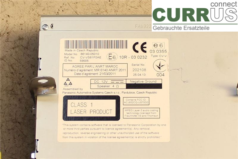 TOYOTA AVENSIS   09-15 Radio CD /Multimediapanel 8614005010 1.8/2ZR-FAE