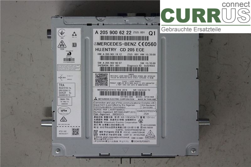 MB C-KLASS (W205)  14- Radio CD / Multimedia panel A2059006222 M274.920